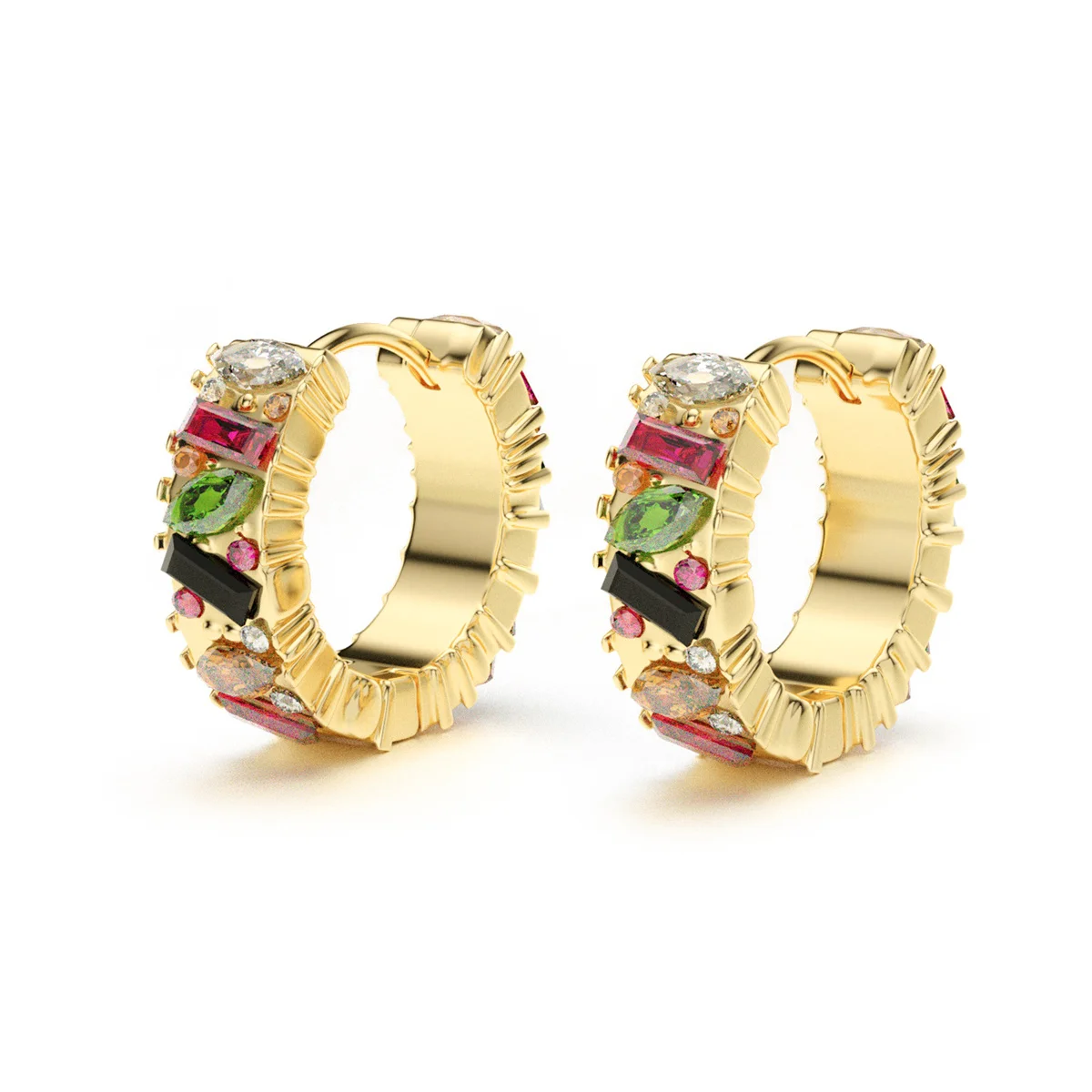 

Colorful Hoop Earrings Sparkly Crystal Cubic Zirconia Hoop Earrings for Women Hypoallergenic Small Huggies Hoop Earrings Jewelry