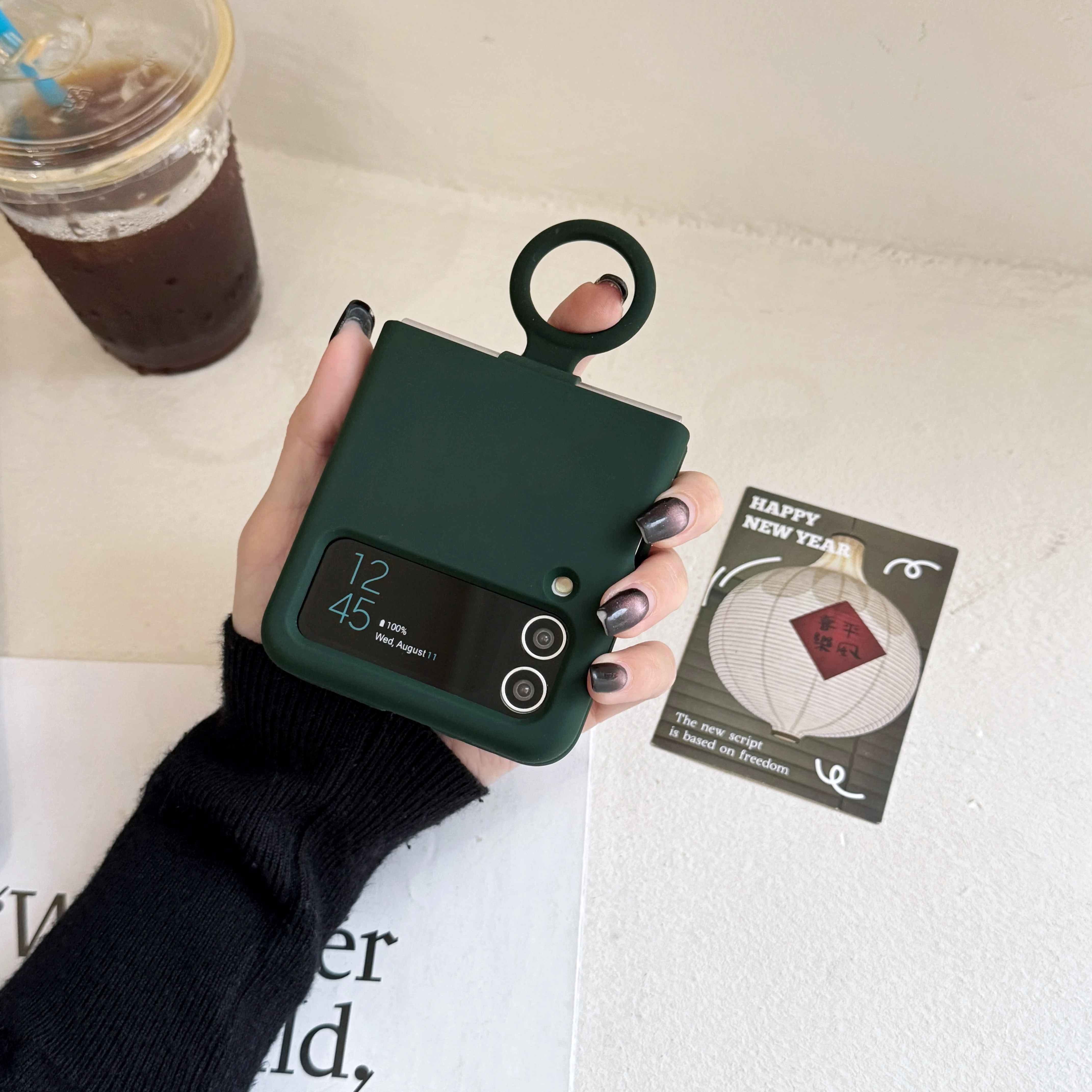 Matte Skin Friendly Silicone Shockproof Ring Case - Solid Color Soft Cover