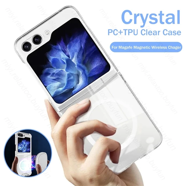 Z Flip 5 Clear Case,magnetic Crystal Clear Shockproof Case For Samsung  Galaxy Z Flip 5 Compatible With Magsafe