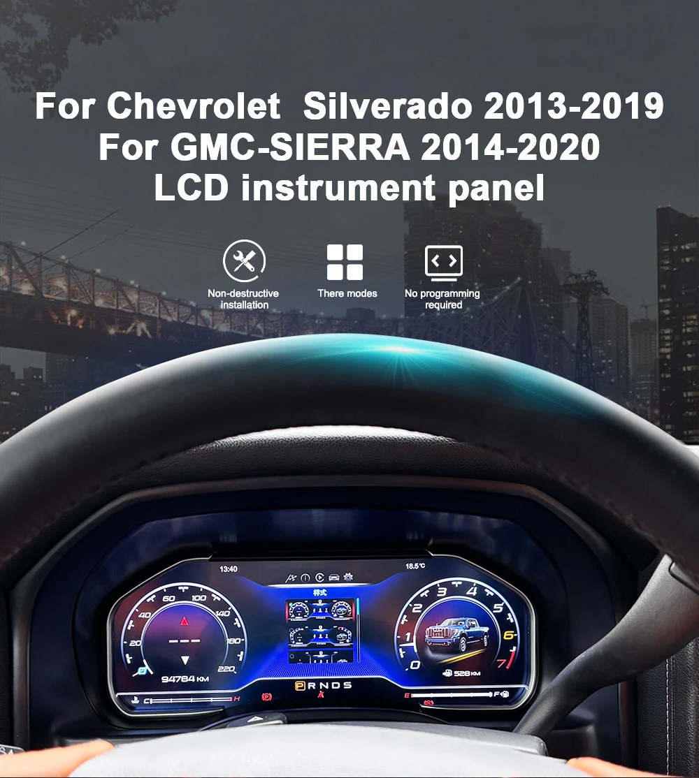 Car Radio Digital Odometer Carplay Android 13 for Chevrolet Silverado GMC Tahoe