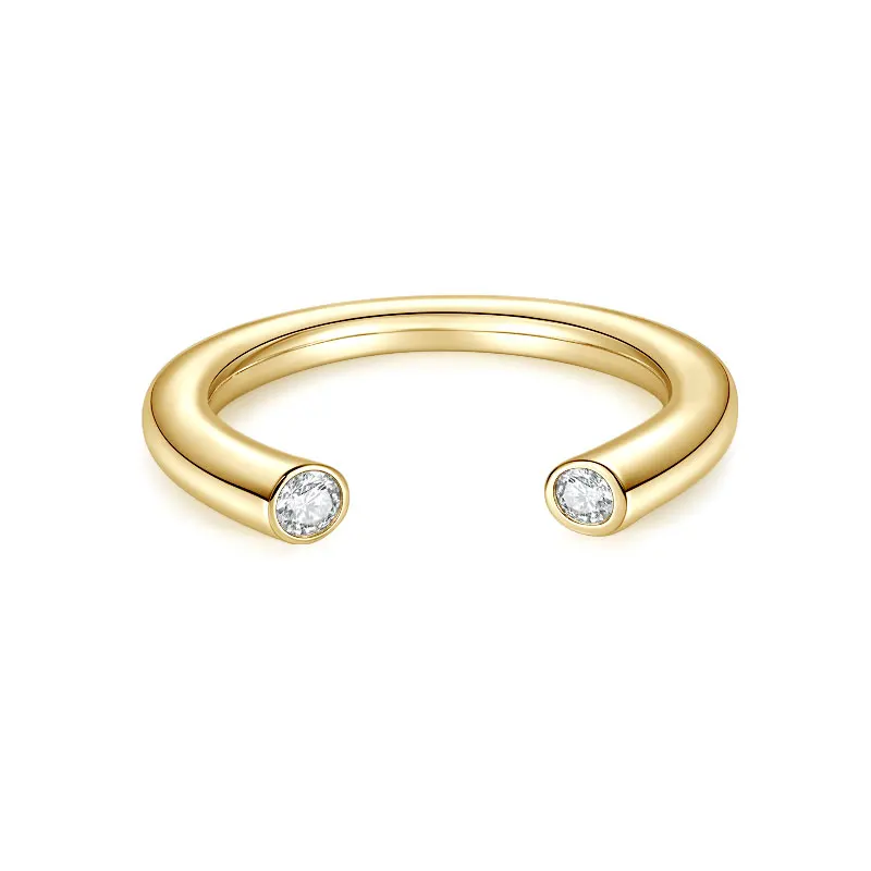 OXTAO 2,5 mm Moissanit-Ring mit zwei Steinen für Damen, 925er Sterlingsilber, trendiges, einzigartiges Design, offener Fingerring, Jahrestagsschmuck – Detail 15