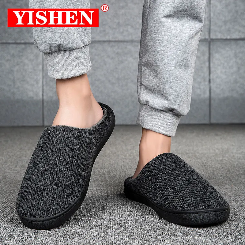 

YISHEN Men Slippers Winter Warm Couple Slippers Polyester Cotton Women Home Shoes Non-slip Indoor Slides Zapatillas De Pareja