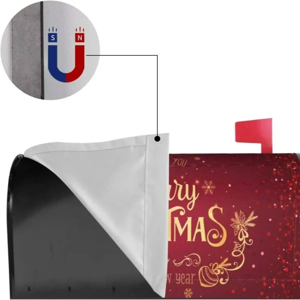 Merry Christmas Mailbox Cover Cartoon Winter Magnetic Mail Wraps Post Box Cover Snowflake Christmas Decorations