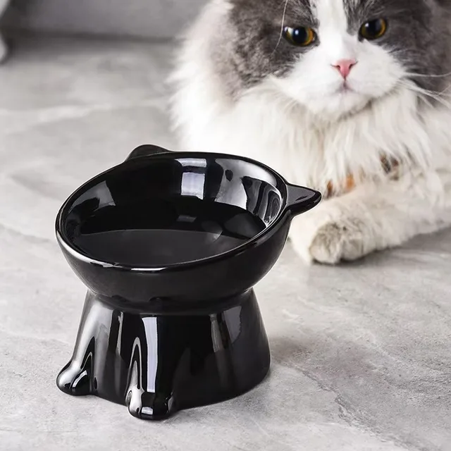 1pc Black White Cat Bowl Cat Bowl Pet Bowl Pet Supplies Plastic Cat Bowl Dog Bowl Cat and Dog Universal Pet Bowl Pet Accessories 2