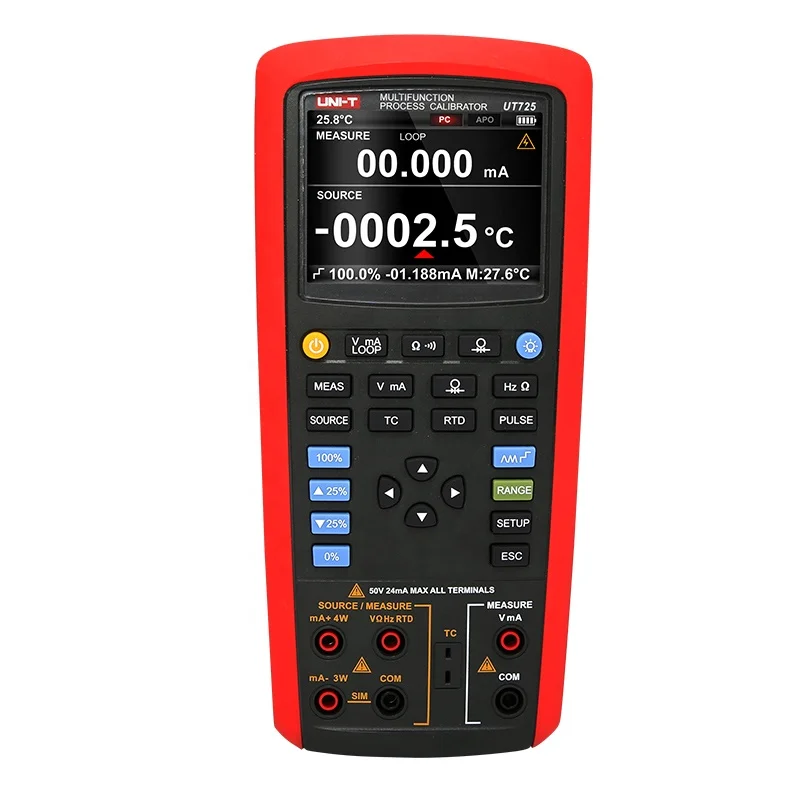 

UT725 Multifunction Loop Process Calibrator combines with temperature process calibrator
