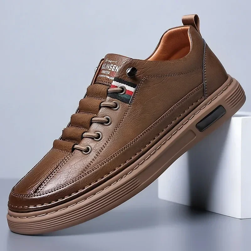 Brand Men's Casual New Leather Shoes for Men Non-slip Sports Shoes Fashion Comfortable Sneakers Male Flat Slip-on Casual Shoes 2