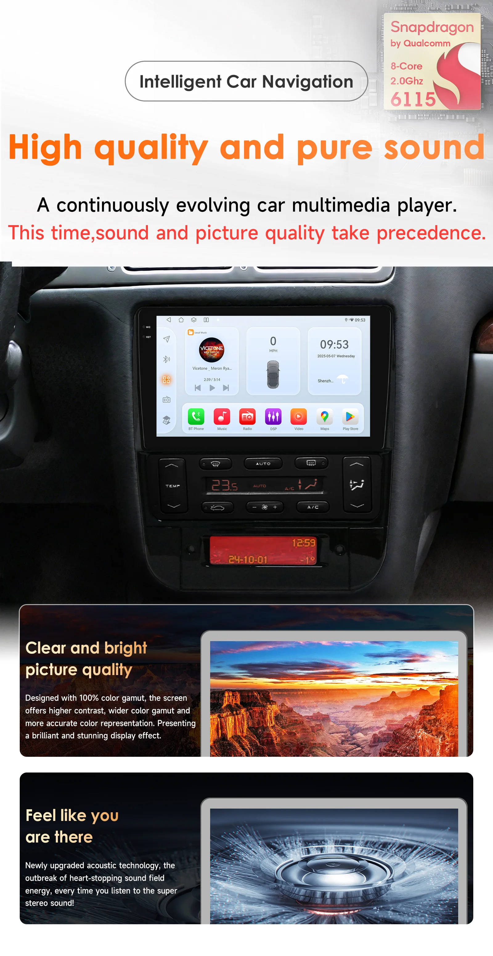 9 "2din Carplay Andorid 14 Autoradio für Peugeot 406 1994-2005 Multimedia-Player von Snapdragon 6115 Autoradio GPS 360 Cam Bildschirm – Detail 3