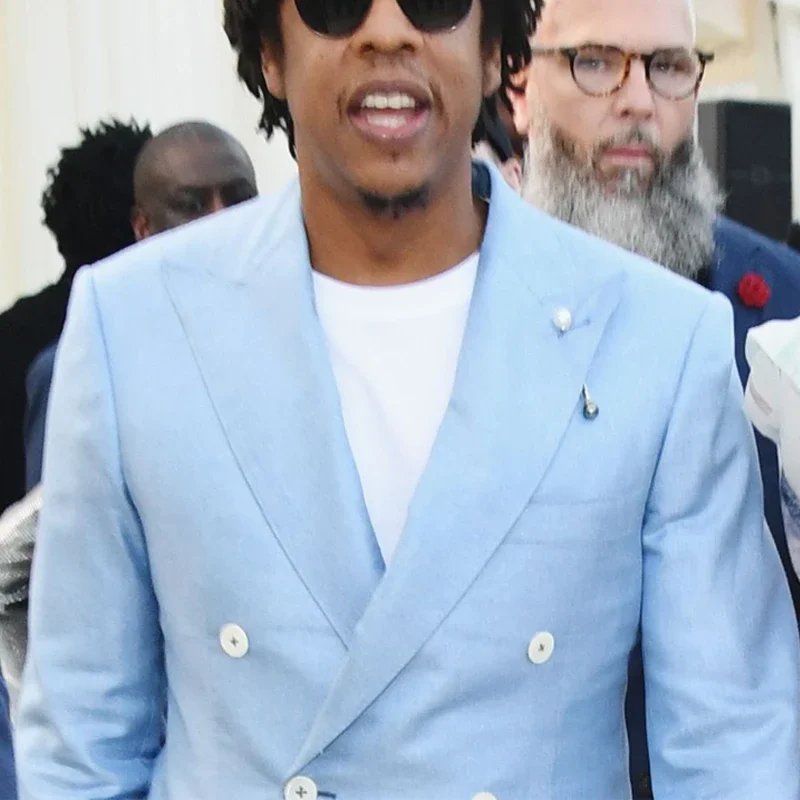 Double Breasted Light Blue Groom Tuxedos Peak Lapel Groomsmen Men Blazers Suit 2 Piece Male Fashion Jacket With Pants 2021