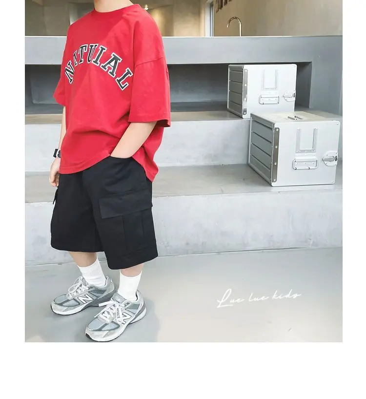 3-13year Children Shorts Teenager Boys Shorts Summer Kids Knee Length Straight Shorts Boys Linen Cotton Capris Track Pant Casual