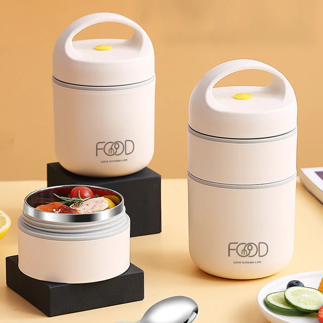 Rozsdamentes Acél Vákuum Szigetelt Ebédtáska Étel Melegebb Csésze Termikus Leves Pohara Bento Tartályok Ebédzsák