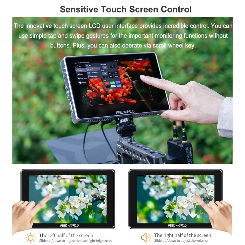 FEELWORLD S7 12G-SDI HDMI2.0 Camera Field Monitor 7 inch 4K HDMI HDR/3D LUT 16:10 IPS Panel Touch Screen Display with Waveform
