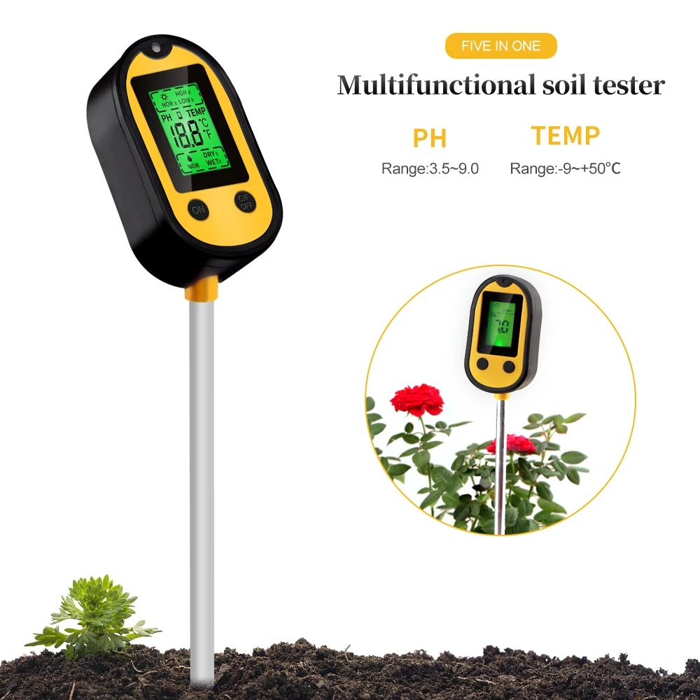 Affichage de la température et de lhumidité du testeur de sol de testeur de pH électronique PH-4 