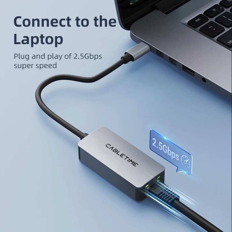 Cabletime-adaptador Ethernet 2.5gbps Usb 3.1 Lan Rj45 para Computador Laptop Dell Asus mi Caixa C445 - Imagem 2