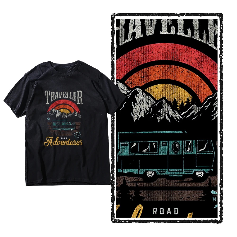 Coolmind YA007 100% Baumwolle Übergrößen Cool Traveller Print Herren T-Shirt Exklusives Grafik-Design Lockeres Herren T-Shirt Baumwoll-T-Shirts für Männer – Detail 2