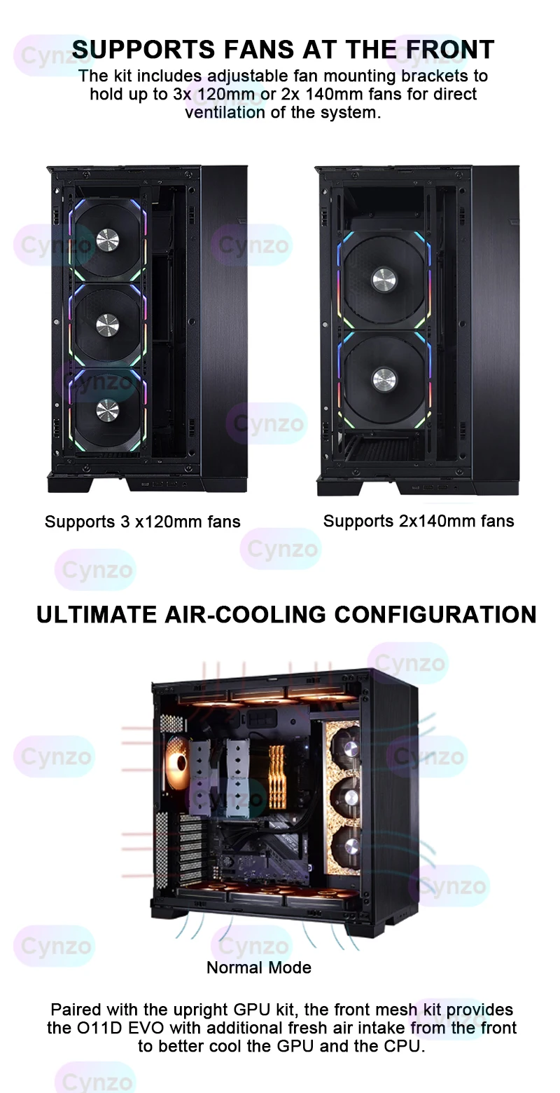 LIAN LI O11D EVO Front Mesh Kit,O11 Dynamic Glass Panel Replacement With  Fan bracket for Airflow Upgrade - AliExpress