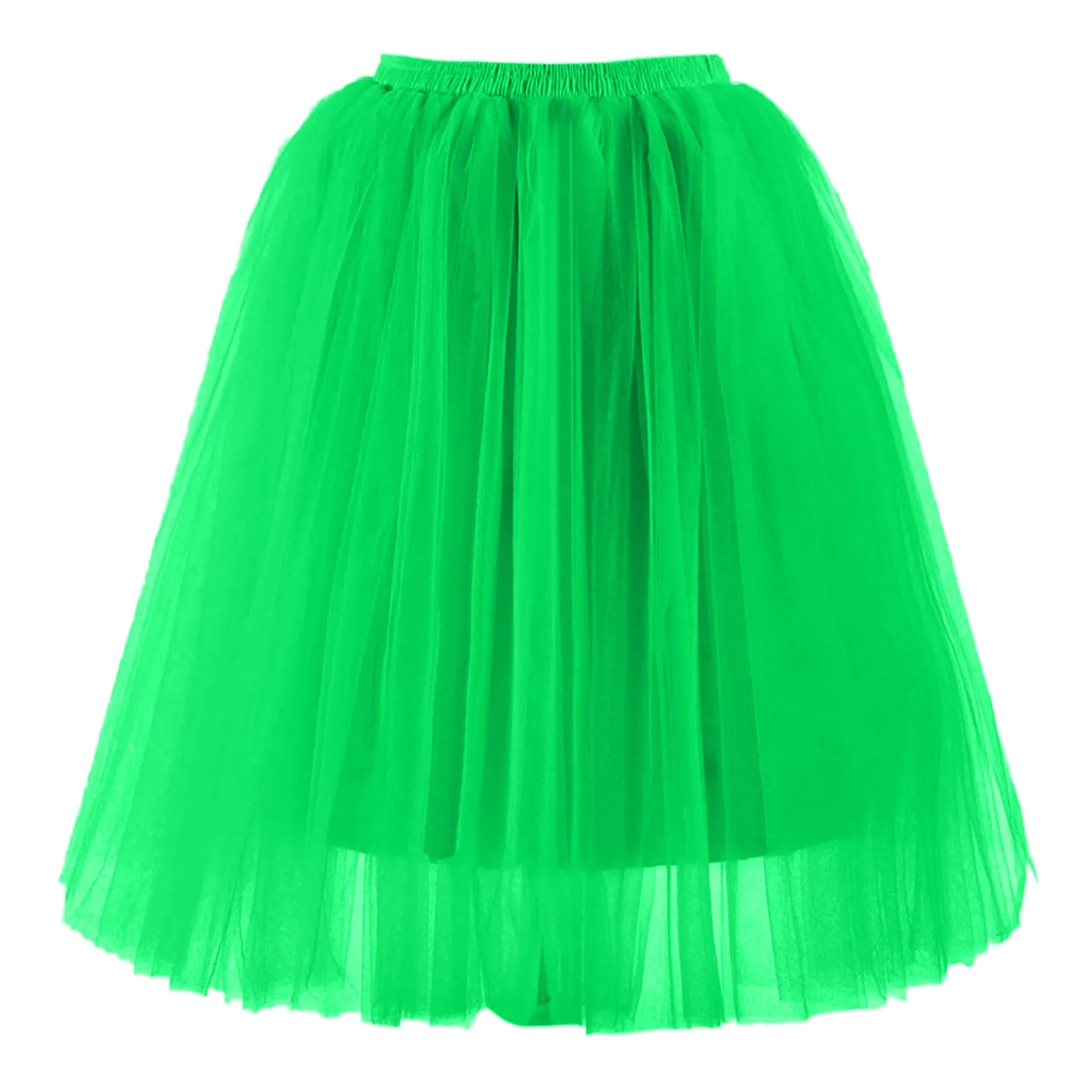 

5 Layers 65cm Black Pleated Skirt Sexy Midi Tulle Skirt High Waist Full Lining Adult Tutu Korean Style Women Jupe Femme Faldas