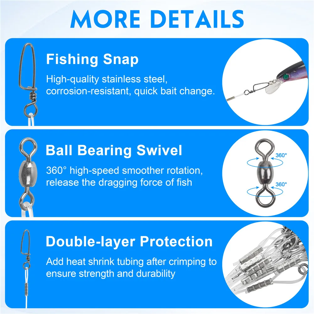 Fishing Wire Leaders Fluorocarbon line Carp Fishing Tackle Rig Artificial bait hooks line Leader connector 20-50LB 12Pcs fishing tackle