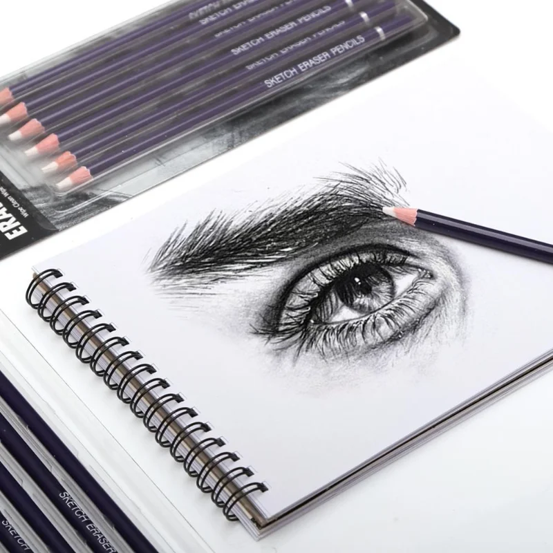 6PCS Artist Eraser Pencils Sketch Pencil Eraser Drawing Pen-Style