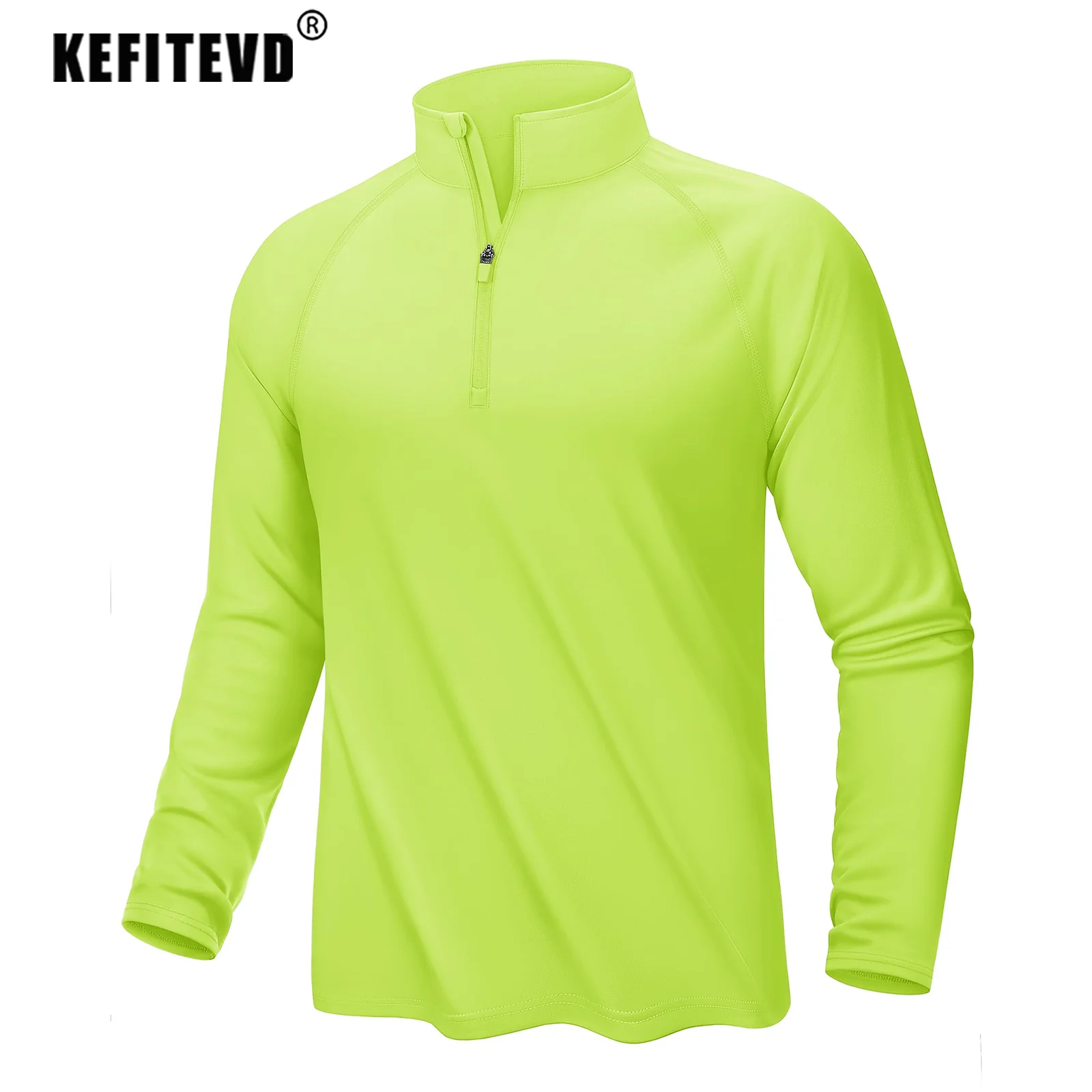 KEFITEVD Men's UPF 50+ Quick Dry Shirts 1/4 Zip Long Sleeve T-Shirts Lightweight Breathable Outdoor Tops Running Hiking Pullover
