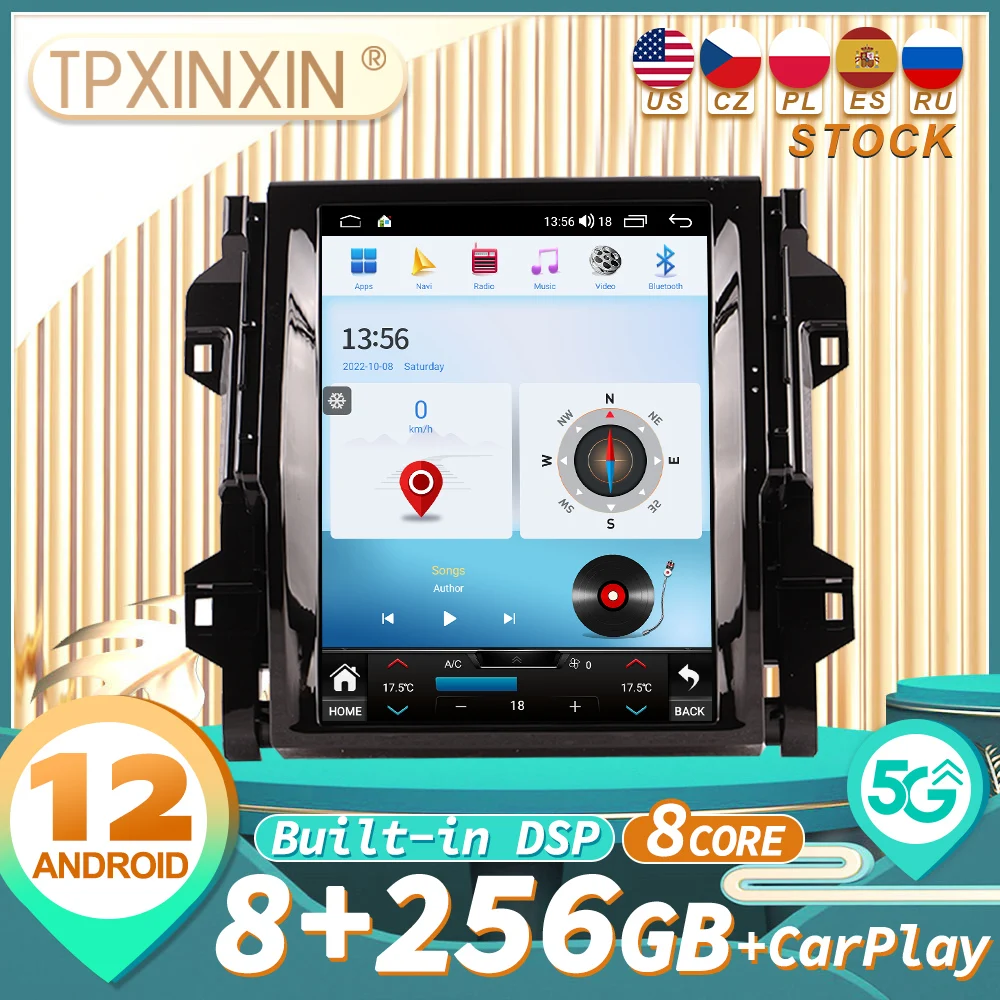 

For Toyota Fortuner 2018-2020 CARPLAY Android 12 Car Radio Stereo Receiver Autoradio Multimedia Player GPS Navigation