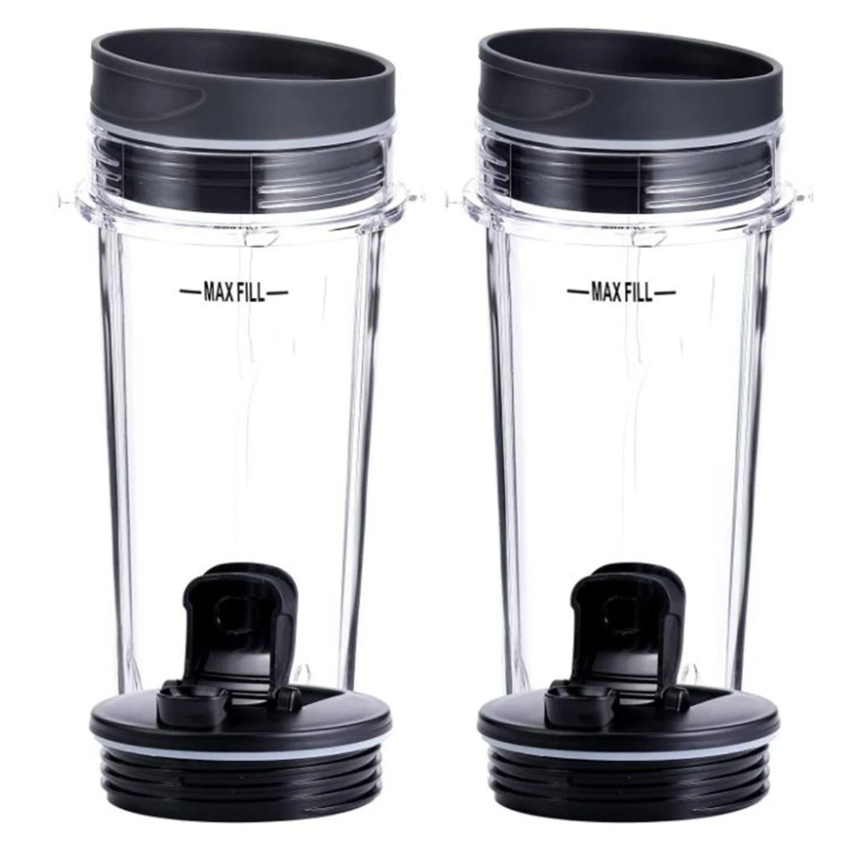 

2 Pcs 16 OZ Cup with Four Lids,Blender Replacement Parts Accessories for Ninja BL660 BL770 BL740/QB3000/BL810 Blender