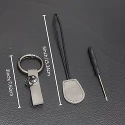 Luxury Leather Car Key Case Cover - Elegant Keychain Shell Accessory (Grey rpe and chain)