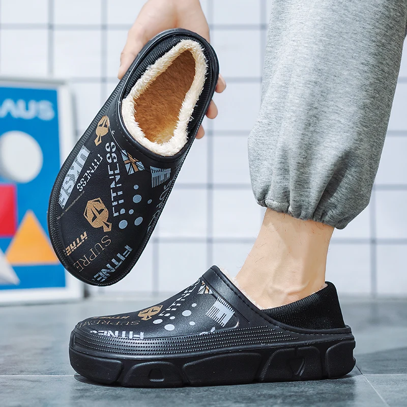 STRONGSHEN Winter Men Women Warm Slippers Waterproof Slippers Non-Slip Indoor Plush Household Slides Platform Snow Ankle Boots