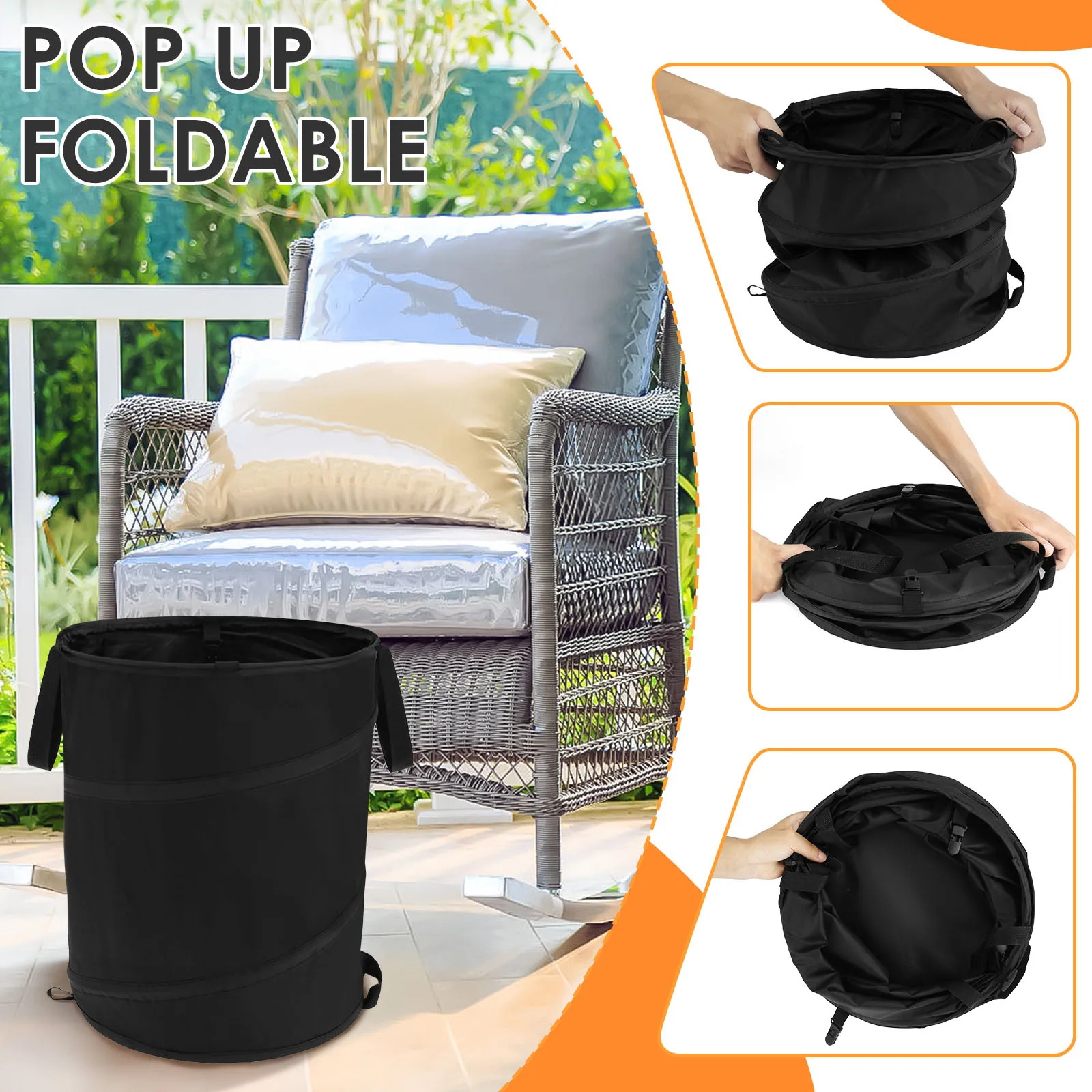 1/2Pcs Garden Waste Bag 37.8L Leaf Waste Bag Large Capacity Collapsible Garden Space Saving Pop Up Trash Can