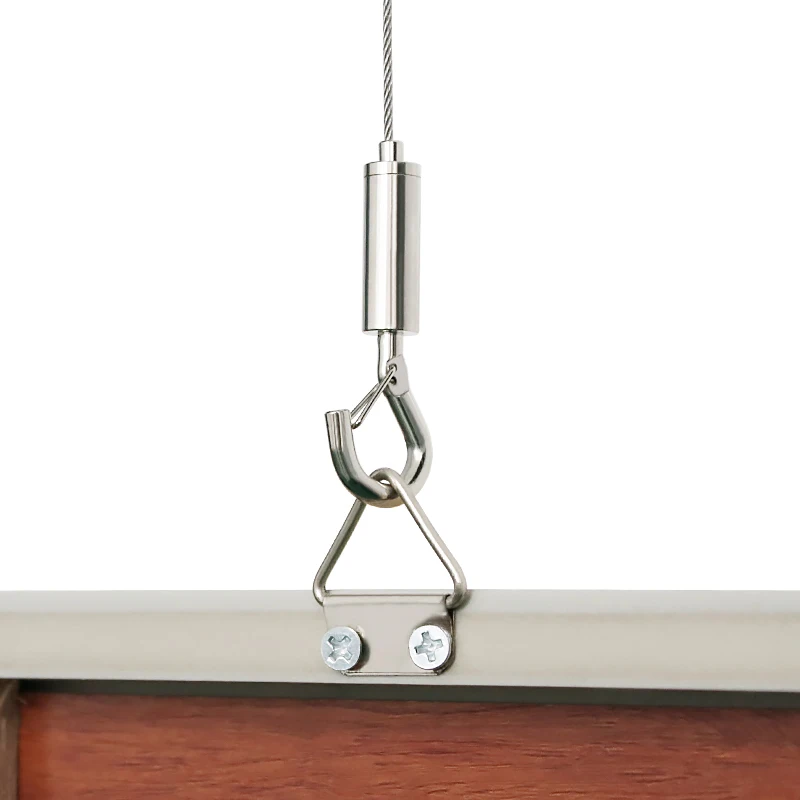 304 Stainless steel wire rope self-locking buckle 2PCS Hanging code Hanging pictures device Adjustable hook Billboard wire