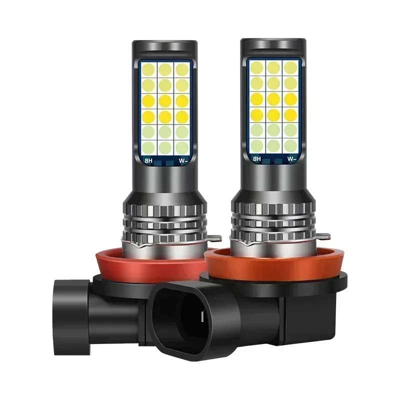 Car Led Fog Lamp Flashing Red Green Pink Blue Super Bright H3 H8 H11 9006 9005 H7 Modified 3030 Three-Color Fog Lamp Bulb