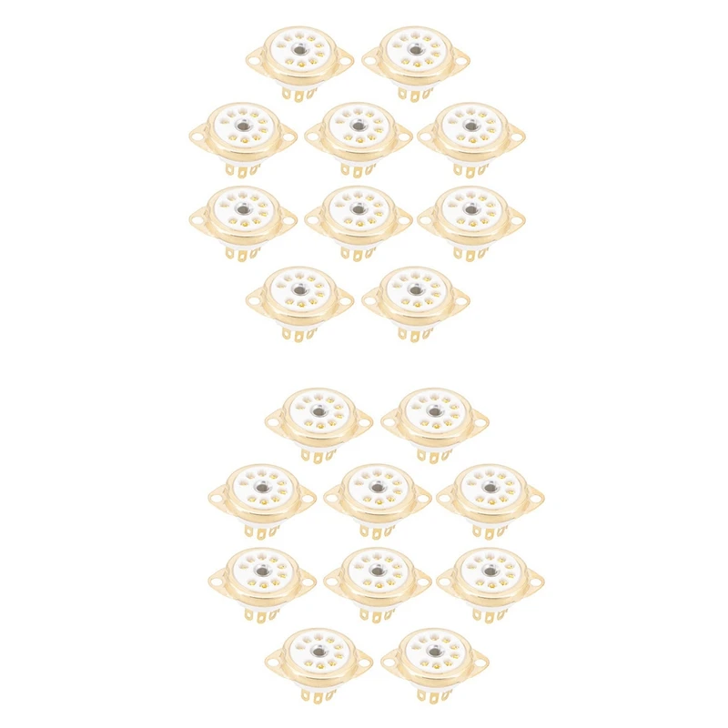 20 Pz Ceramica B9A Placcato Oro 9Pin Tubo A Vuoto Presa Pannello Montaggio Telaio Per Ecc81 Ecc82 Ecc83 El84 6922 Tubo A Vuoto
