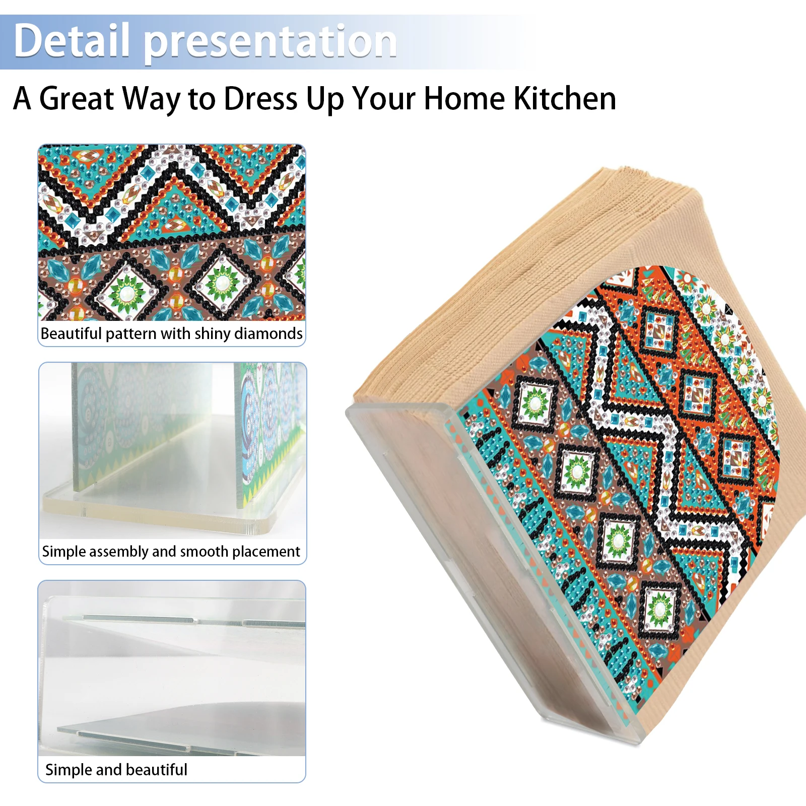 Diamond Art Painting set paper towel rack DIY Simple pattern 5D shaped crystal Diamond partial art painting production