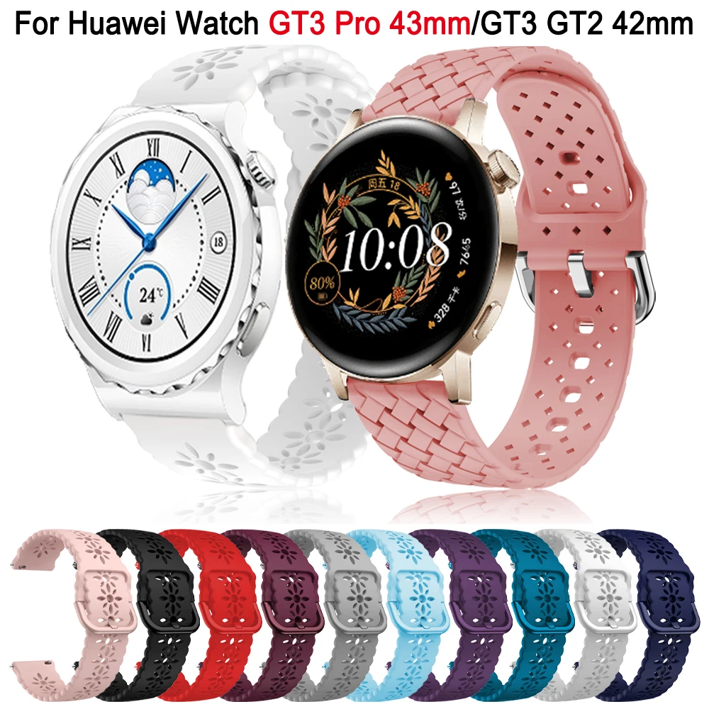 

Сменный силиконовый кружевной ремешок 20 мм для часов Huawei Watch GT 3 Pro 43 мм, браслет GT3 GT2 42 мм, ремешок для Honor ES Girl Miss