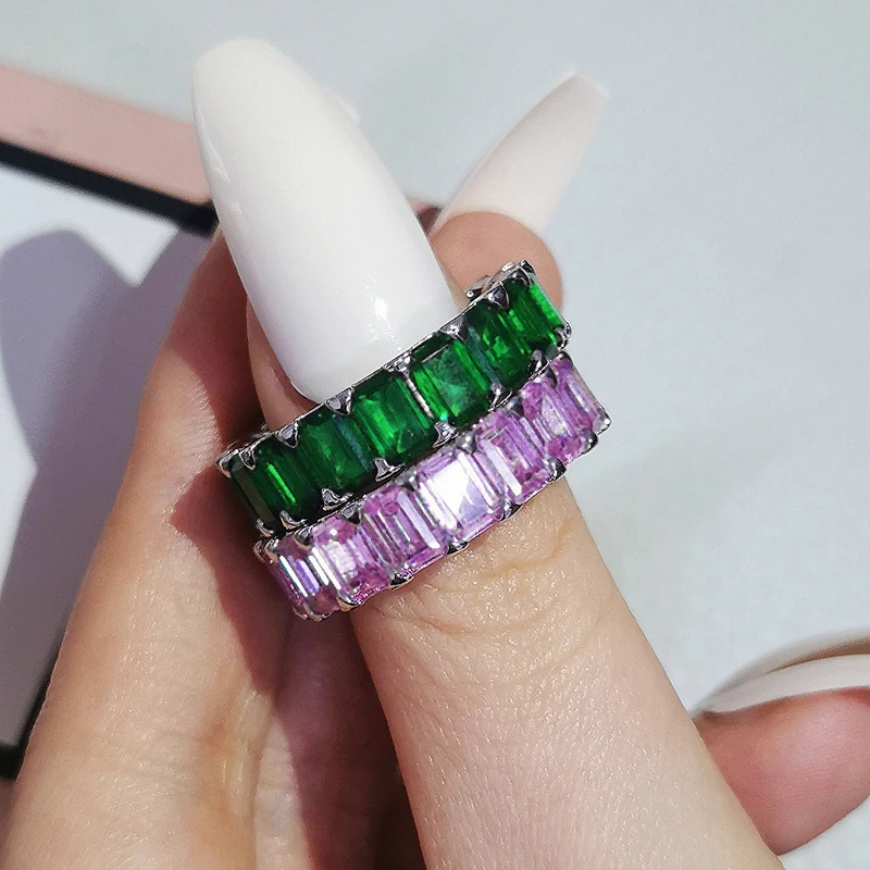 Silver ring Wedding rings Silver rings 2pcs Per Set Wedding Band Eternity Ring for Women Gift Finger Lots Jewelry Z15