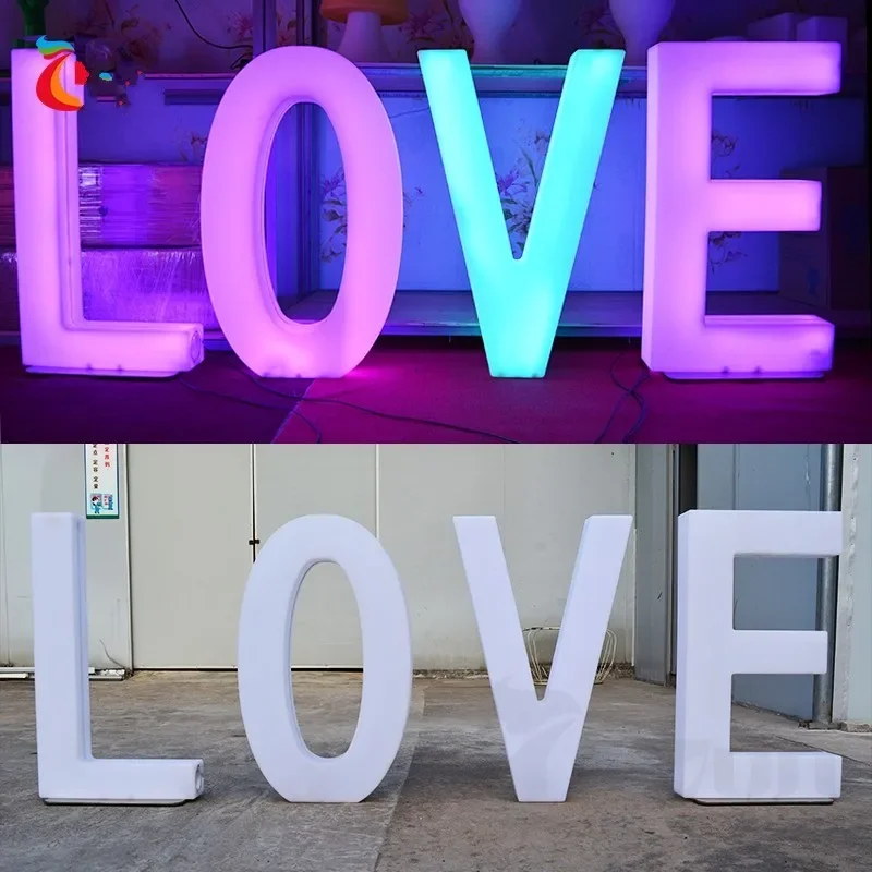 80CM LED Luminous Alphabet Letters Night Light Rechargeable Wedding Event Backdrops Stage Decoration Baby Shower Birthday Decor