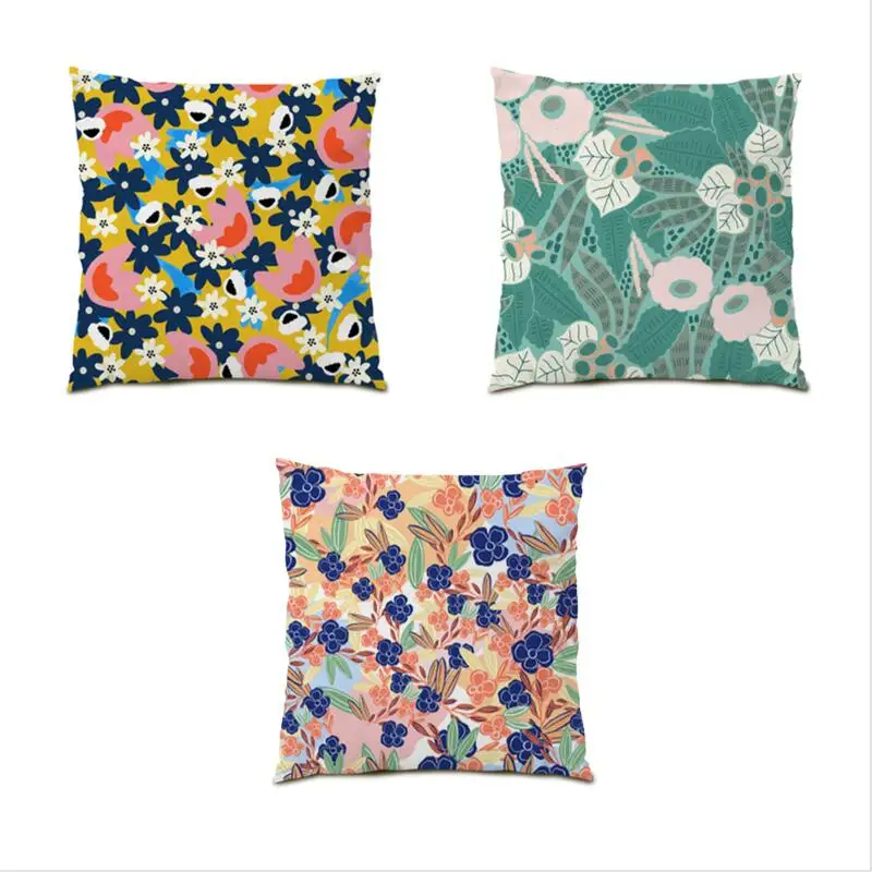 

Decoration Home Polyester Linen Pillow Cover Personalized Cushion Cover 45x45CM Leaves Printing Throw Pillow Covers Velvet E0540