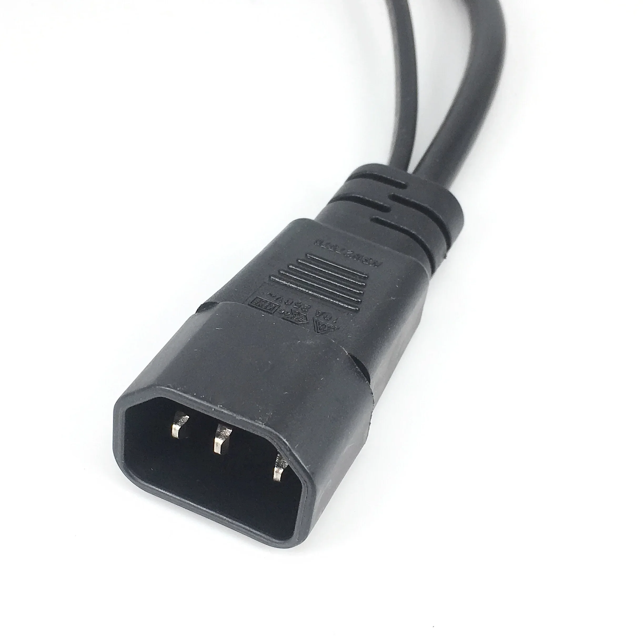 Power Cable Power Cord IEC320 3 pin C14 TO Male C13+2 hole EU 4.0mm Female socket AC power cord 0.3m Y Type Splitter Power Cord IEC320 3 pin C14 TO Ma