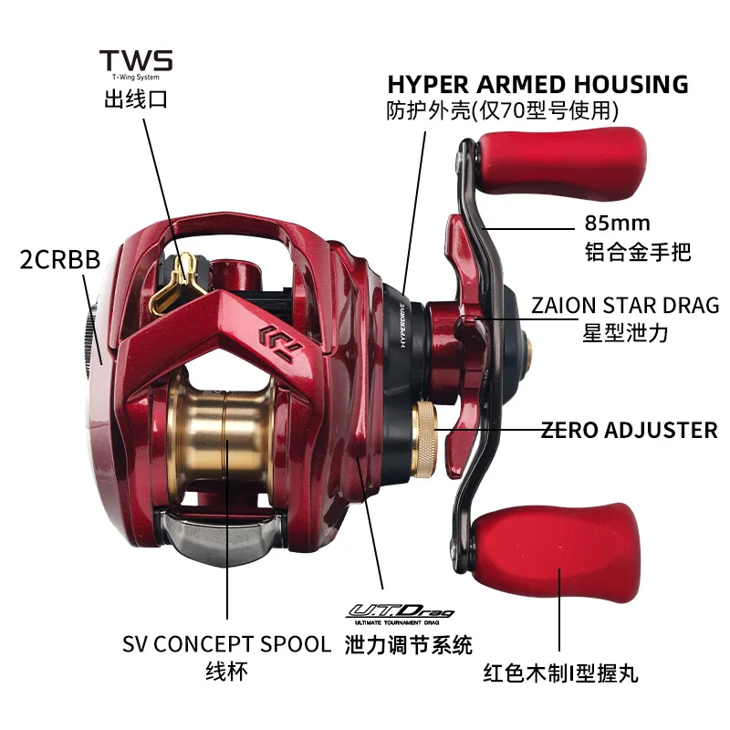 2022 Nieuwe Daiwa Salamandura Sv Tw 70 Vissen Haspels Baitcast Haspel 185G 7 + 1bb Max Drag 4.5Kg Drag Geluid