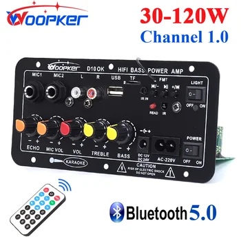 Woopker D10 블루투스 오디오 앰프 보드, 120W 서브우퍼 듀얼 마이크, AMP 모듈, 4 옴 8-12 스피커, 12 V, 24V, 100-240V