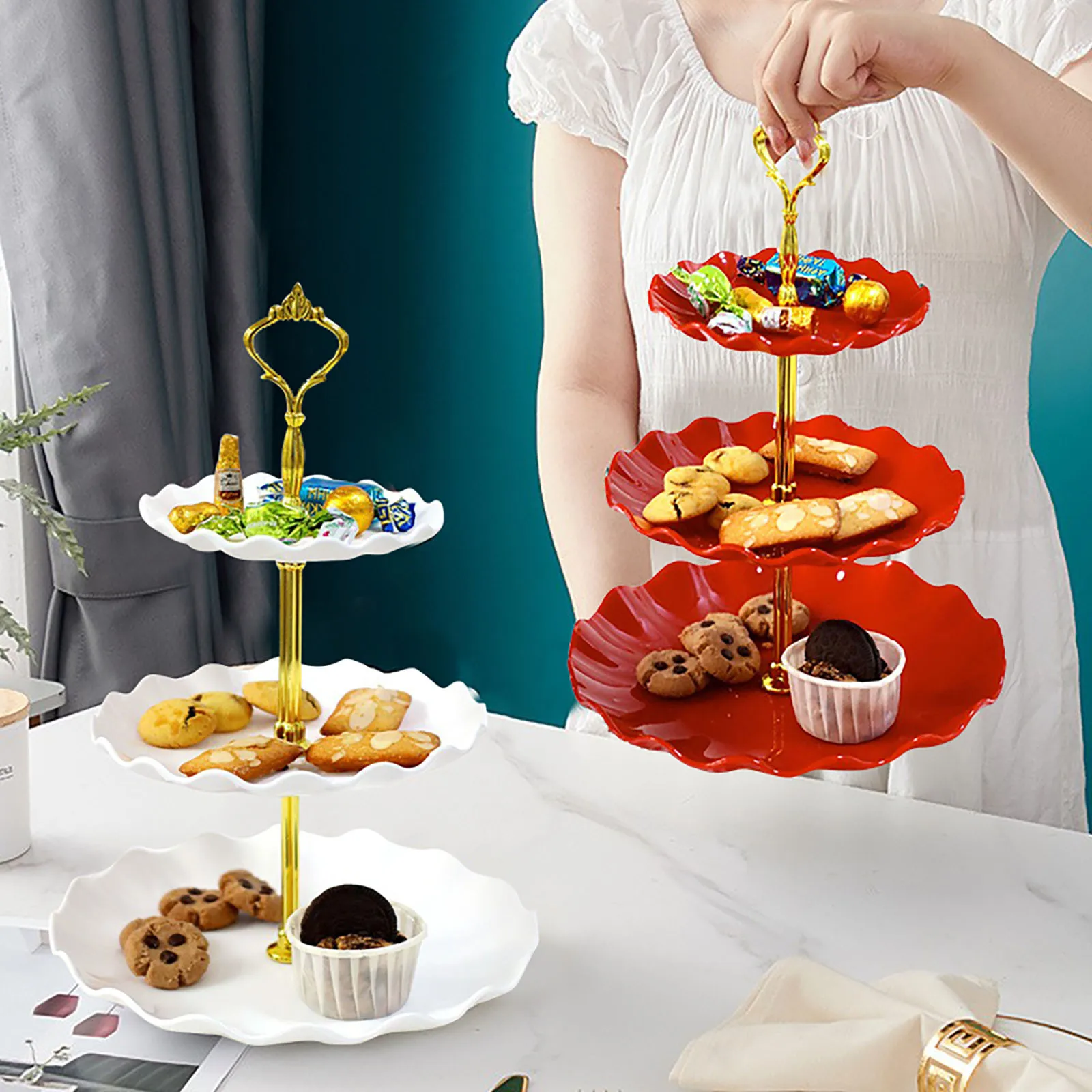 3-Tier Dessert Stand Fruit Stand Pastry Stand Cake Cupcake Holder Serving Platter for Party Wedding Home Decor,cake stand