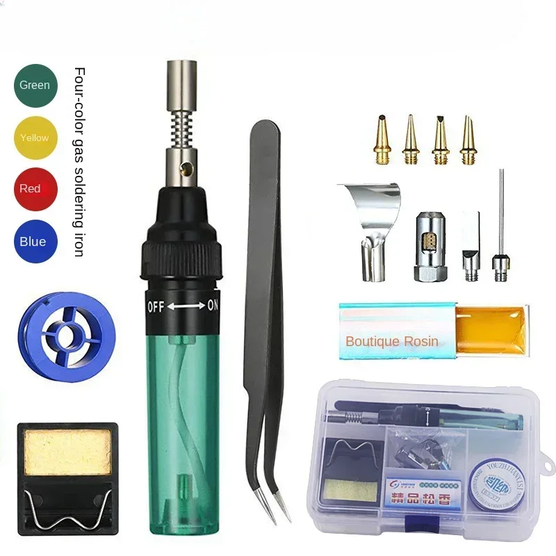 

13PC Multifunction Gas Soldering Iron Cordless Portable Butane Torch Welding Pen Kit 1300°C Adjustable Burner Mini Butane Welder