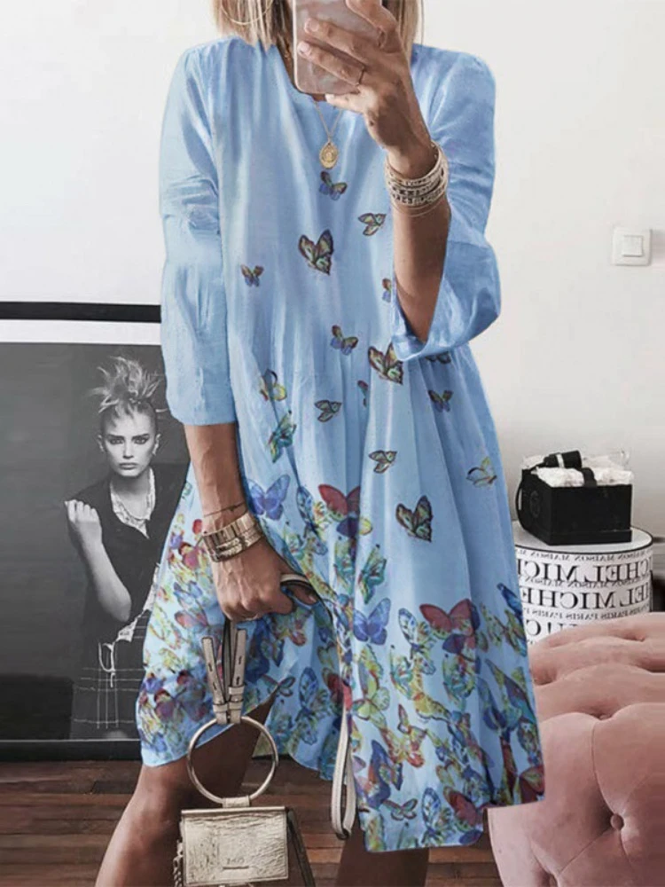 

Summer Korean Fashion New In Dresses for Women 2023 LOOSE Printing White Dress Elegant Party Dresses Vintage Short Dresses