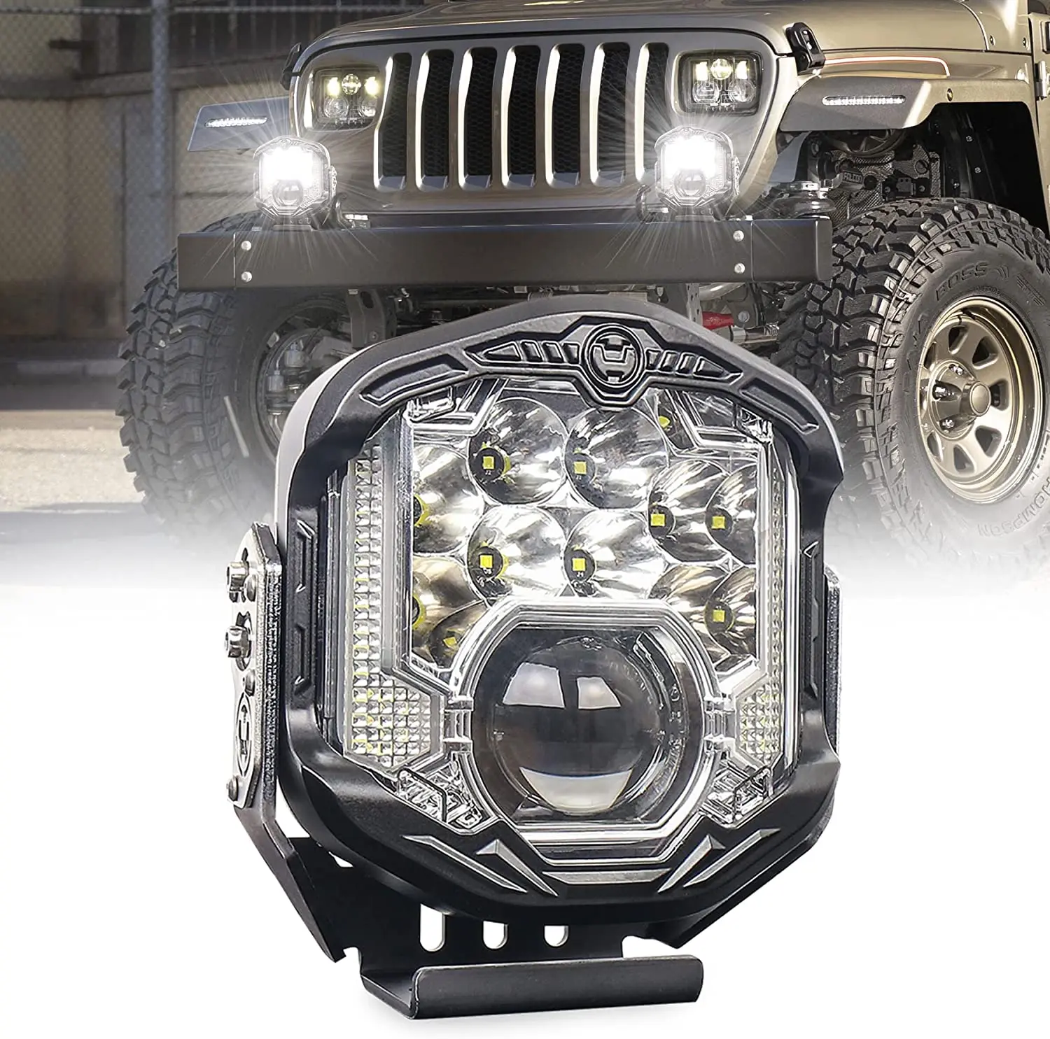 

Off Road LED Driving Lamp with Laser Light White DRL 7inch Spotlight for Truck Pickup 4x4 UTV ATV SUV Pack of 1