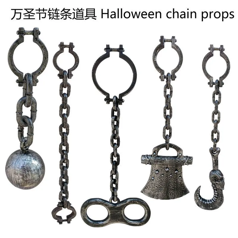 funny Prisoner uniform chain plastichandcuff chain props Cosplay axe pirate hook decorative pendant party props