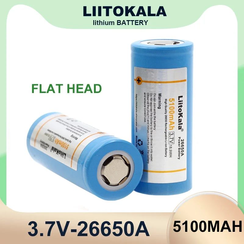 Liitokala 26650-55A 5000Mah 26650 Li-Ion 3.7V Batteria Ricaricabile Per Torcia 20A 3.6V Batterie Di Alimentazione