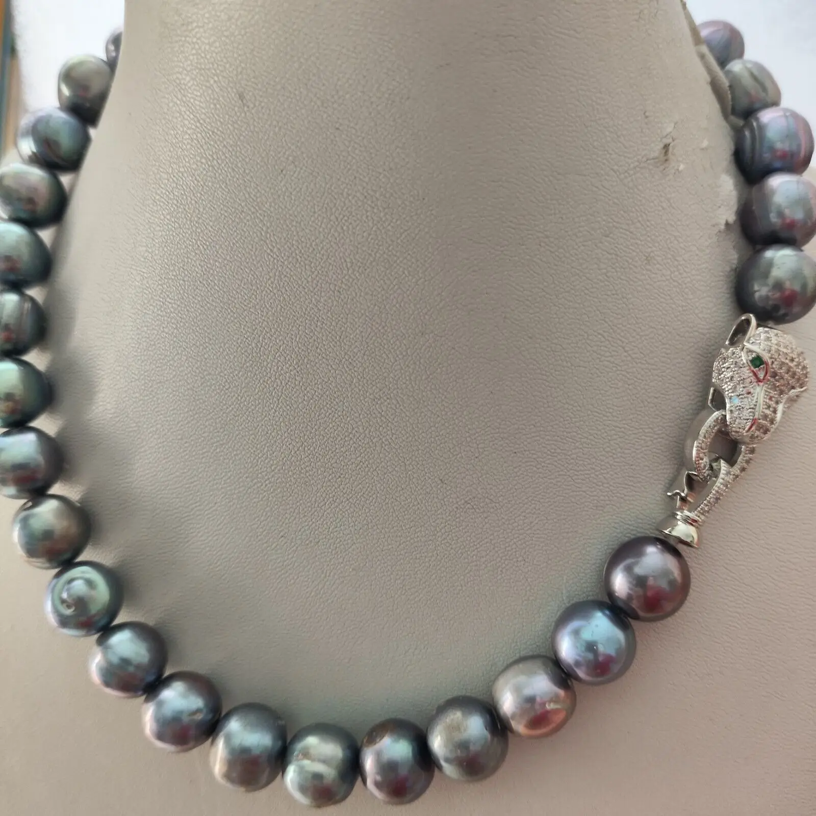 Baroque Black Blue Pearl Necklace - 925 Silver 12-11mm 16in to 35in Lengths