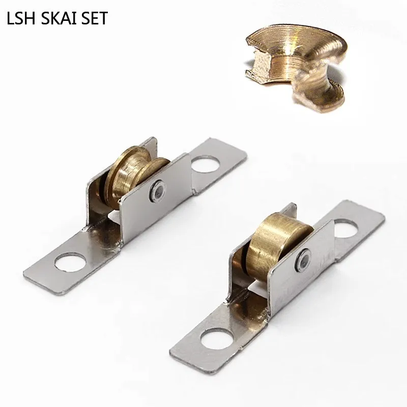 10Pc Stainless Steel Window Pulley Kitchen Cabinet Sliding Door Roller Runners Mute Copper Caster Wheel Furniture Track Hardware