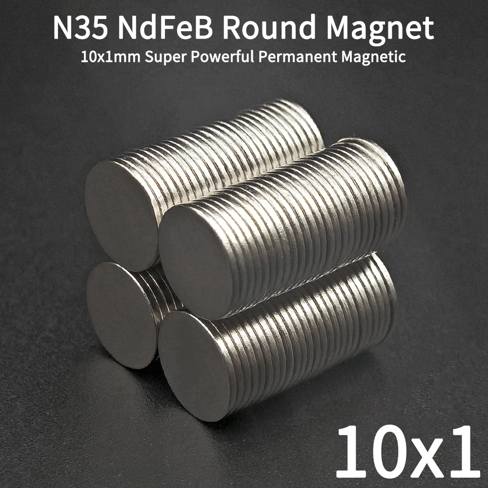 Неодимовый магнит NdFeB, 10-1000 шт., 10x1 мм, Круглый сверхмощный ...