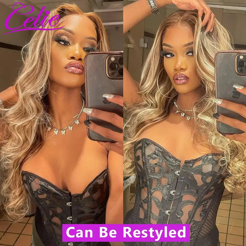 Celie Blonde Highlight P16/613 Clip In Hair Extensions Straight Real Human Hair Seamless Blend 7pcs/pack