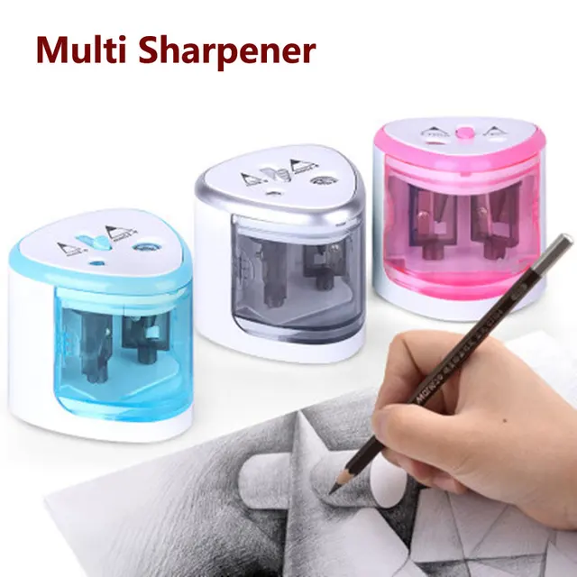 Electric Pencil Sharpener Dual Hole Switch For 6-12 Mm Pencils And Colored Pencils Cute School Supplies For Art Drawing